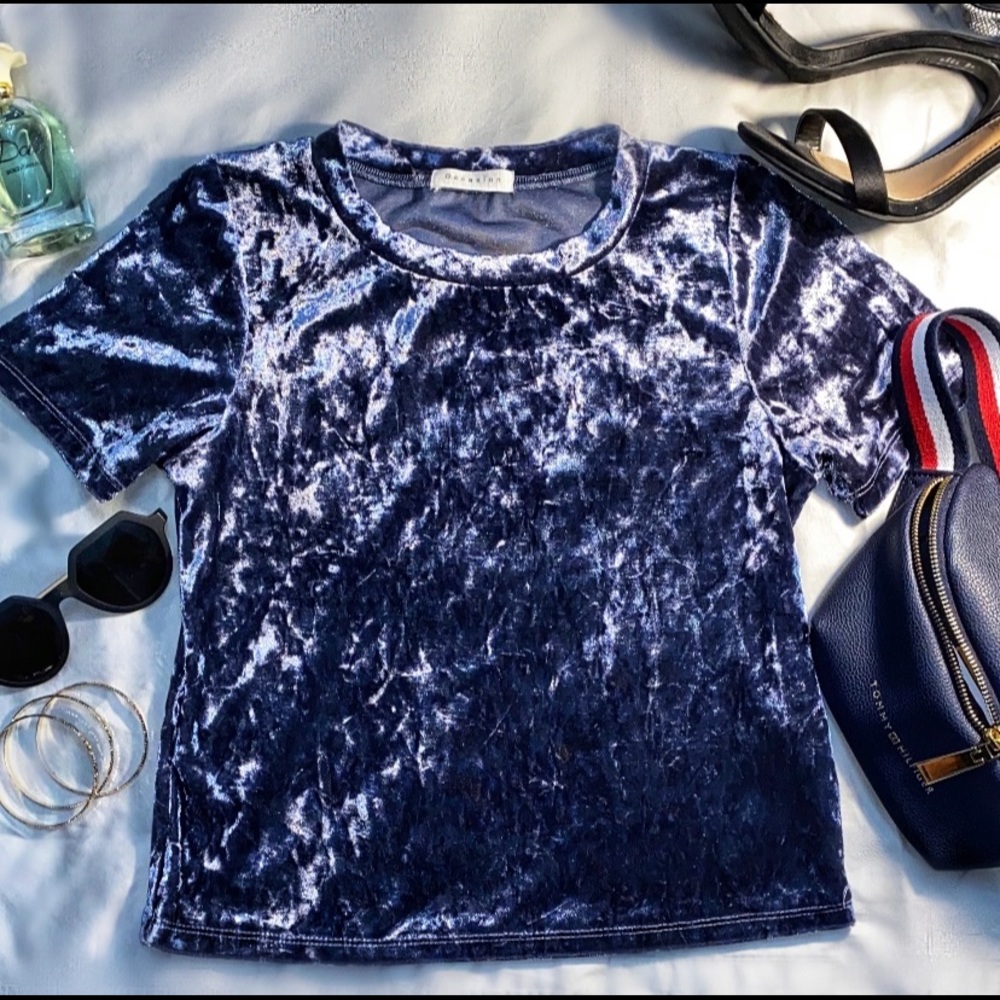 Blue Velvet Short Sleeve Top